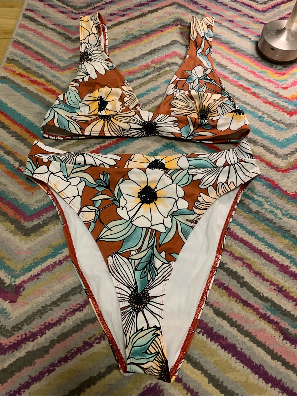 Urban Outfitters Rust Orange Floral Two-Piece Bikini